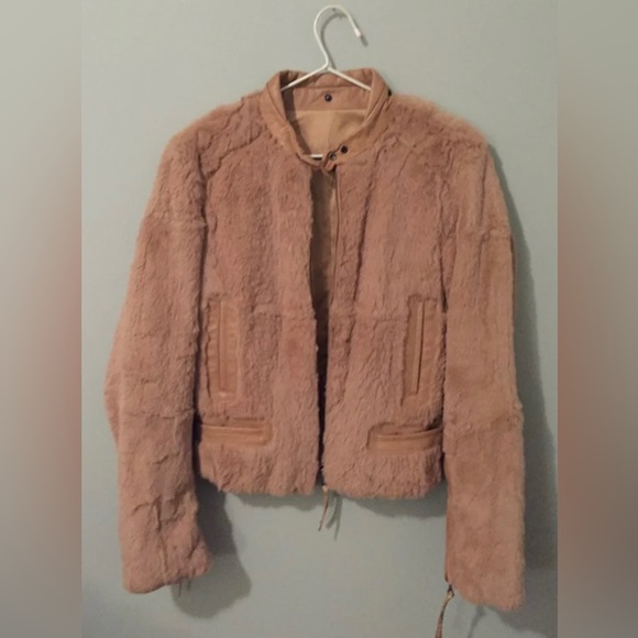 June Reversible Rabbit Fur/ Leather Trimmed Bomber - Picture 3 of 10